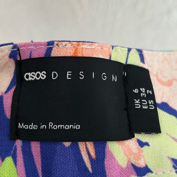 ASOS DESIGN tailored wide leg dad pants in blue floral print Sz 2 NWT - Picture 6 of 7